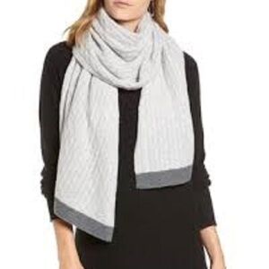 Halogen Cable Knit Cashmere Scarf, Grey Combo